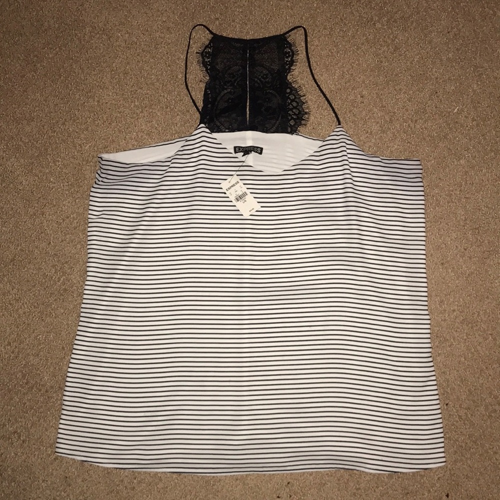 Express Blouse Strappy Tank with Lace